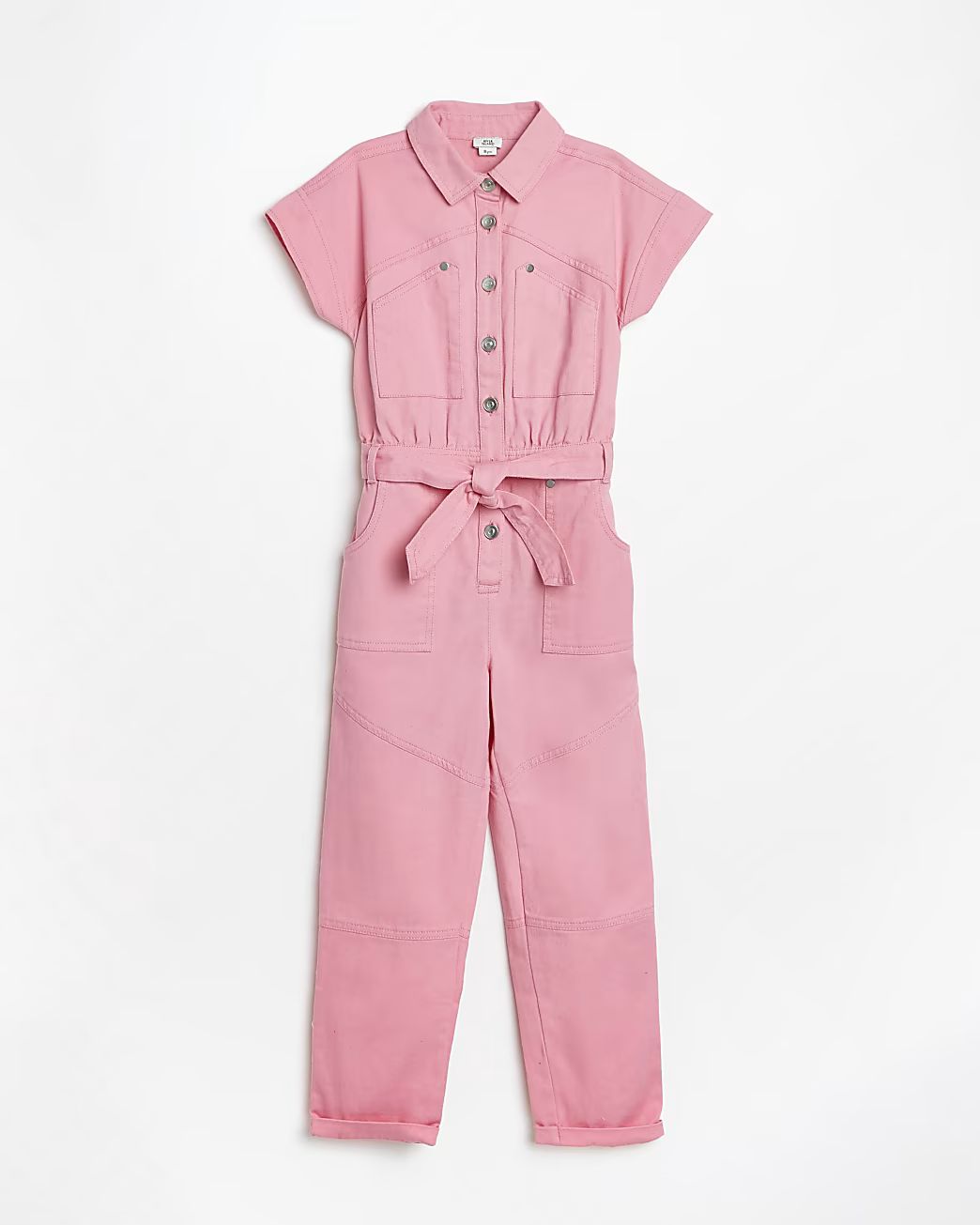 River Island Girls pink utility belted boiler suit | River Island (US)