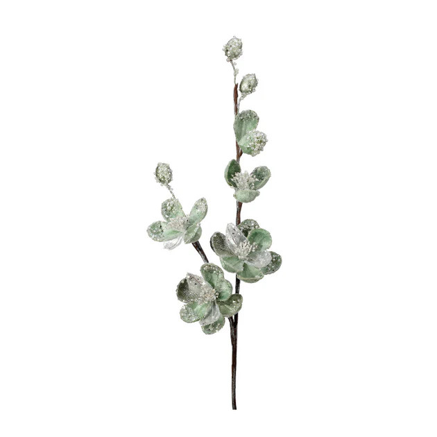 Frosted Green Magnolia Blossom Tree Stem - Set of 6 | Cailini Coastal