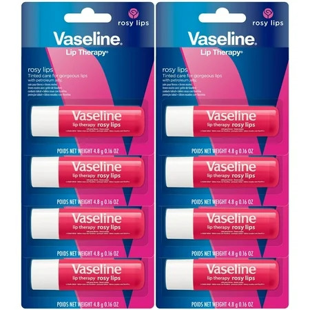 Vaseline Lip Therapy Rosy Lips - Hydrating Lip Balm Pack, Vaseline Stick, Lip Moisturizer for Dry Lips, 0.16 Oz Each (Pack of 8) | Walmart (US)