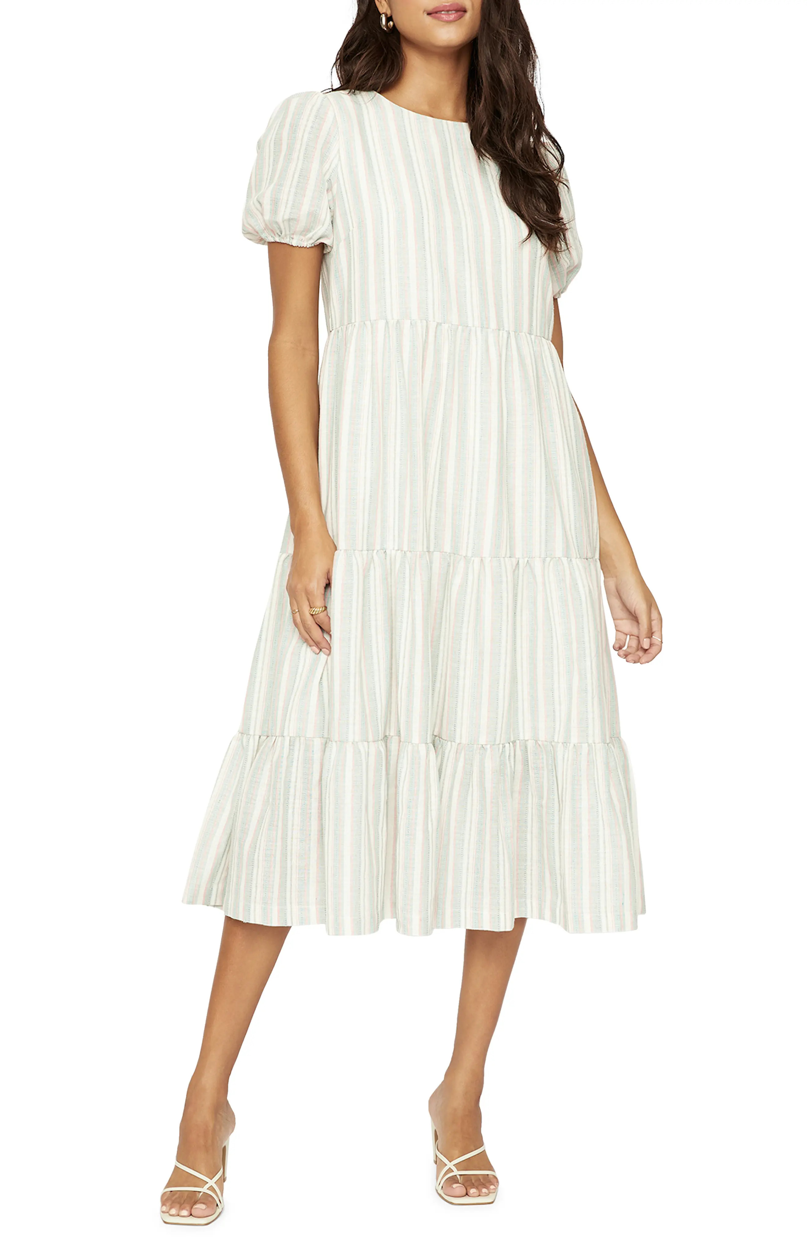 Lost + Wander Havana Streets Stripe Midi Dress in Multi Stripe at Nordstrom, Size Large | Nordstrom