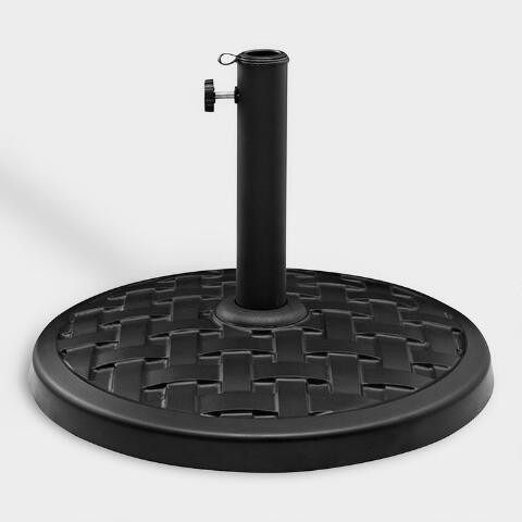 Black Basket Weave Patio Umbrella Stand | World Market