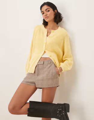 ASOS DESIGN knitted raglan cardigan in buttermilk yellow | ASOS (Global)