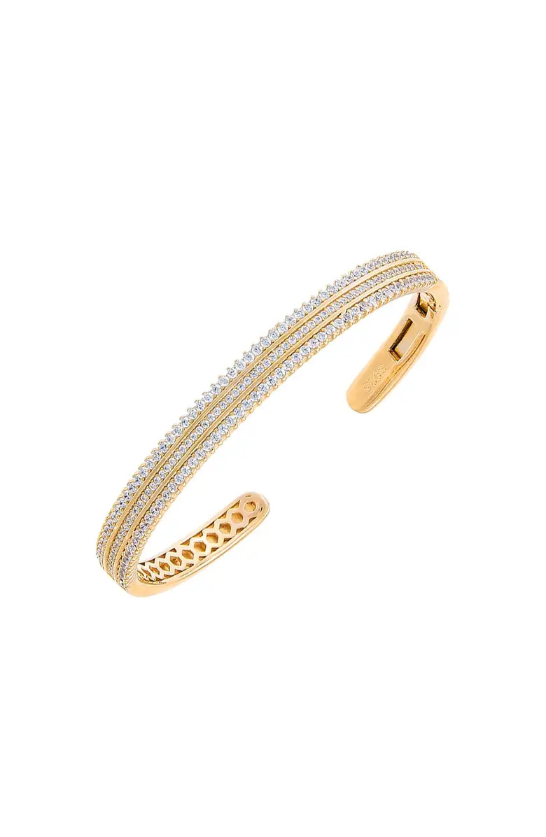 Solid/Pave Triple Row Open Bangle Bracelet | Nordstrom