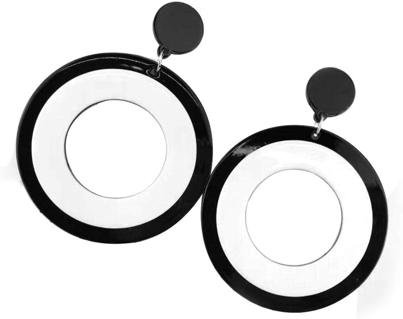 Fashion White Black Dangle Earrings Round Square Triangle Heart Shape Acrylic Simpleism Geometric... | Amazon (US)