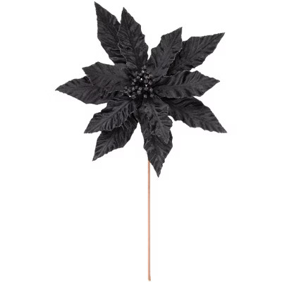 Northlight 26" Black Glittered Poinsettia Christmas Stem Spray | Target
