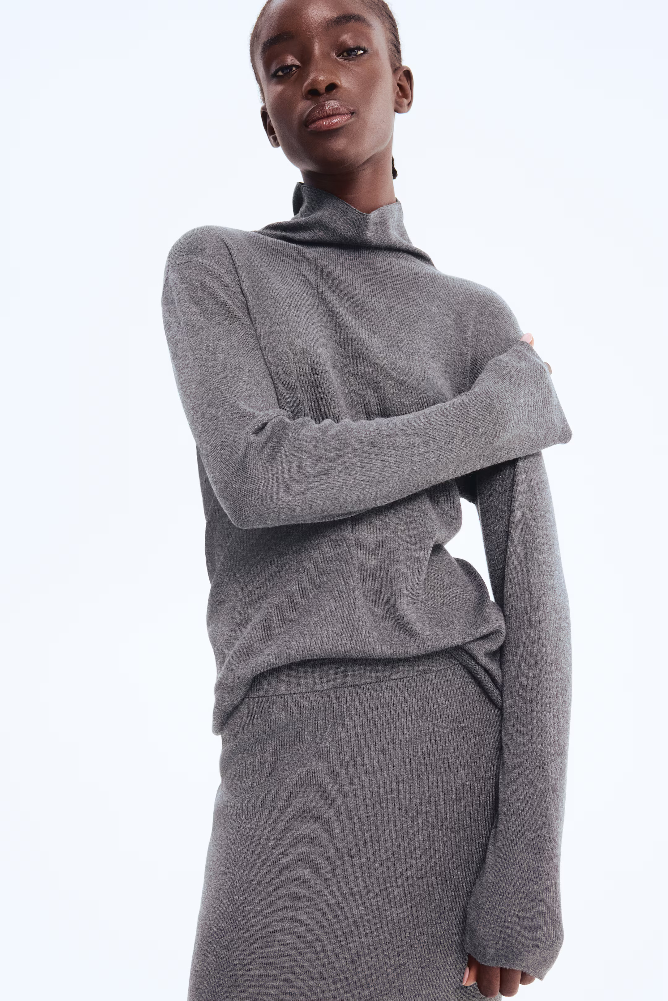 Fine-Knit Mock Turtleneck Top | H&M (US + CA)