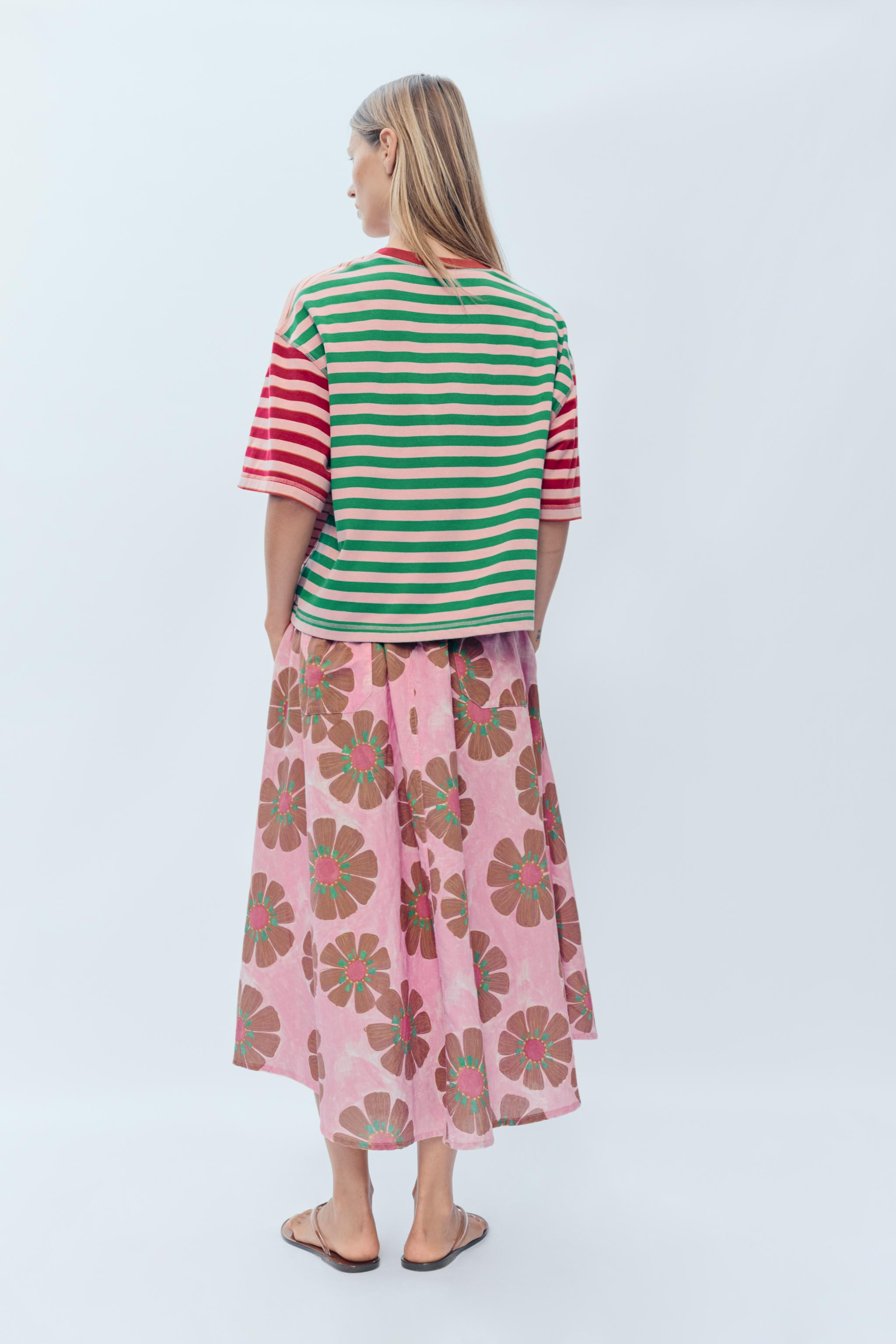 LIMITED EDITION FLORAL LINEN BLEND MIDI SKIRT | Zara US