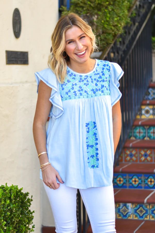 The Brielle Top - Light Blue | The Impeccable Pig