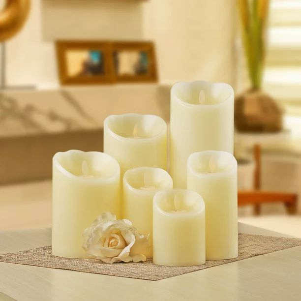 Better Homes & Gardens Flameless LED Motion Flame Pillar Candle, 4x8", Ivory | Walmart (US)