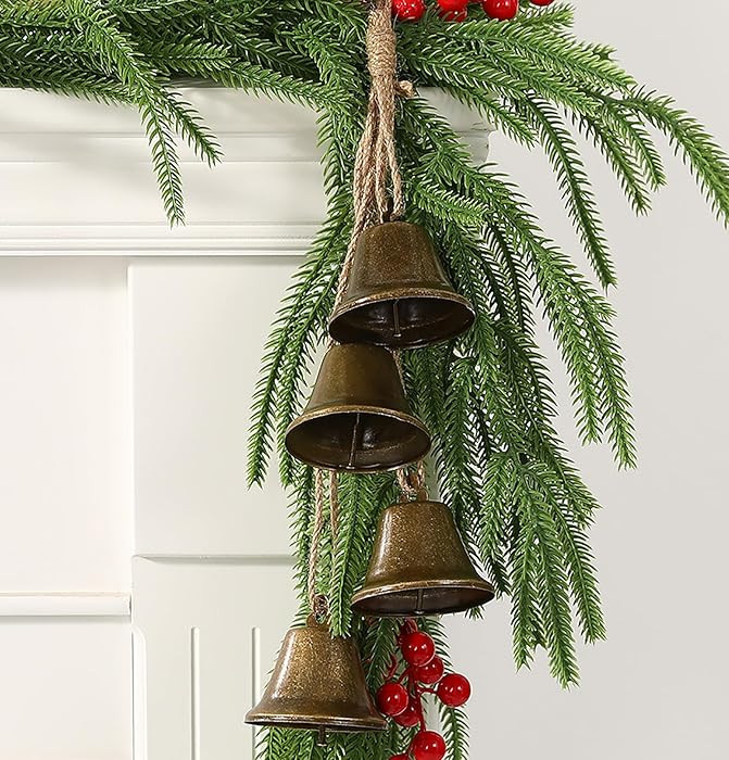 Christmas Decorations-Gold Vintage Bells with Jute Hanging Rope for Christmas Tree Weddings, Part... | Amazon (US)