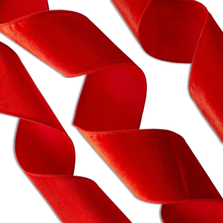 Red Velvet Christmas Ribbon, 3.5" x 30', by Holiday Time | Walmart (US)