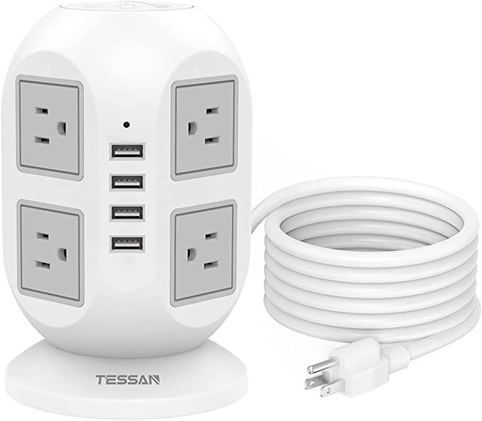 Power Strip Tower TESSAN Surge Protector 8 AC Outlets with 4 USB Ports Charging Station Long Exte... | Amazon (US)