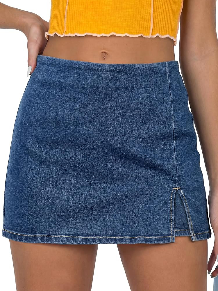 ANRABESS Jean Skorts for Women High Waisted Side Slit Summer Casual Mini Skirts Y2K Trendy Stretc... | Amazon (US)