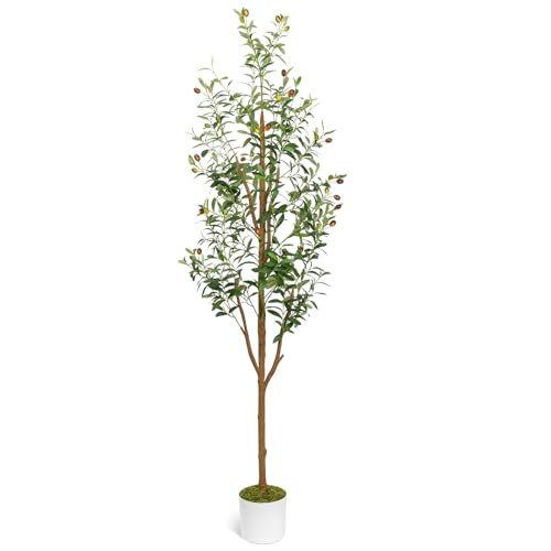 LuceAlberi 7FT Artificial Olive Tree - Indoor Tall Faux Olive Trees with Planter, Large Fake Olive Silk Tree Realistic Olive Plants with Branches and Fruits for Home Decor Office Living Room | Amazon (US)