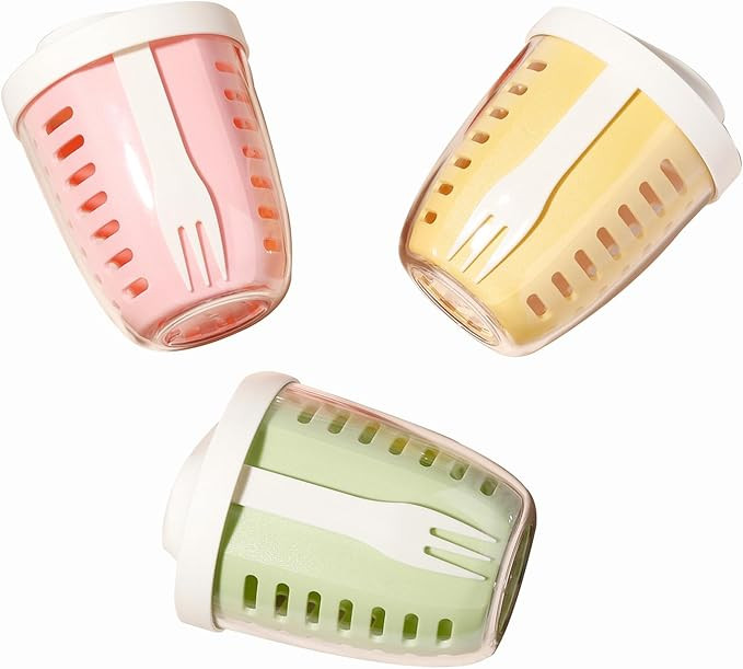 Portable Picnic Party Fruit Salad Storage Cup with Lids and Fork,20 Oz Fruit Storage Containers f... | Amazon (US)