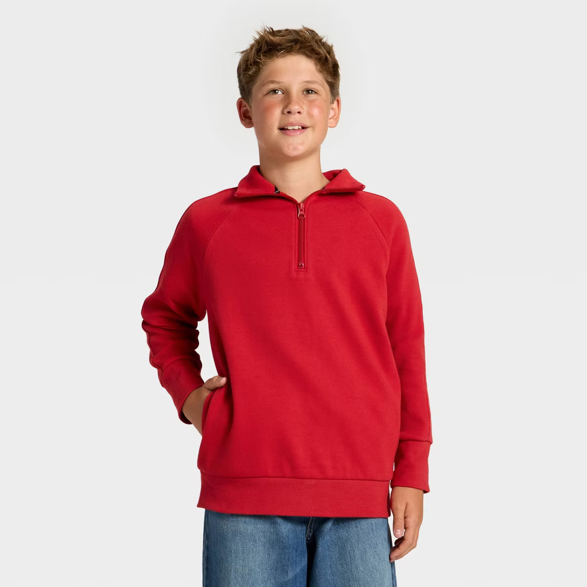 Boys' Textured Knit Quarter Zip Pullover Sweatshirt - art class™ | Target