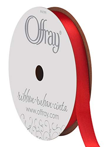 Berwick Offray 062036 3/8" Wide Single Face Satin Ribbon, Red, 6 Yds | Amazon (US)