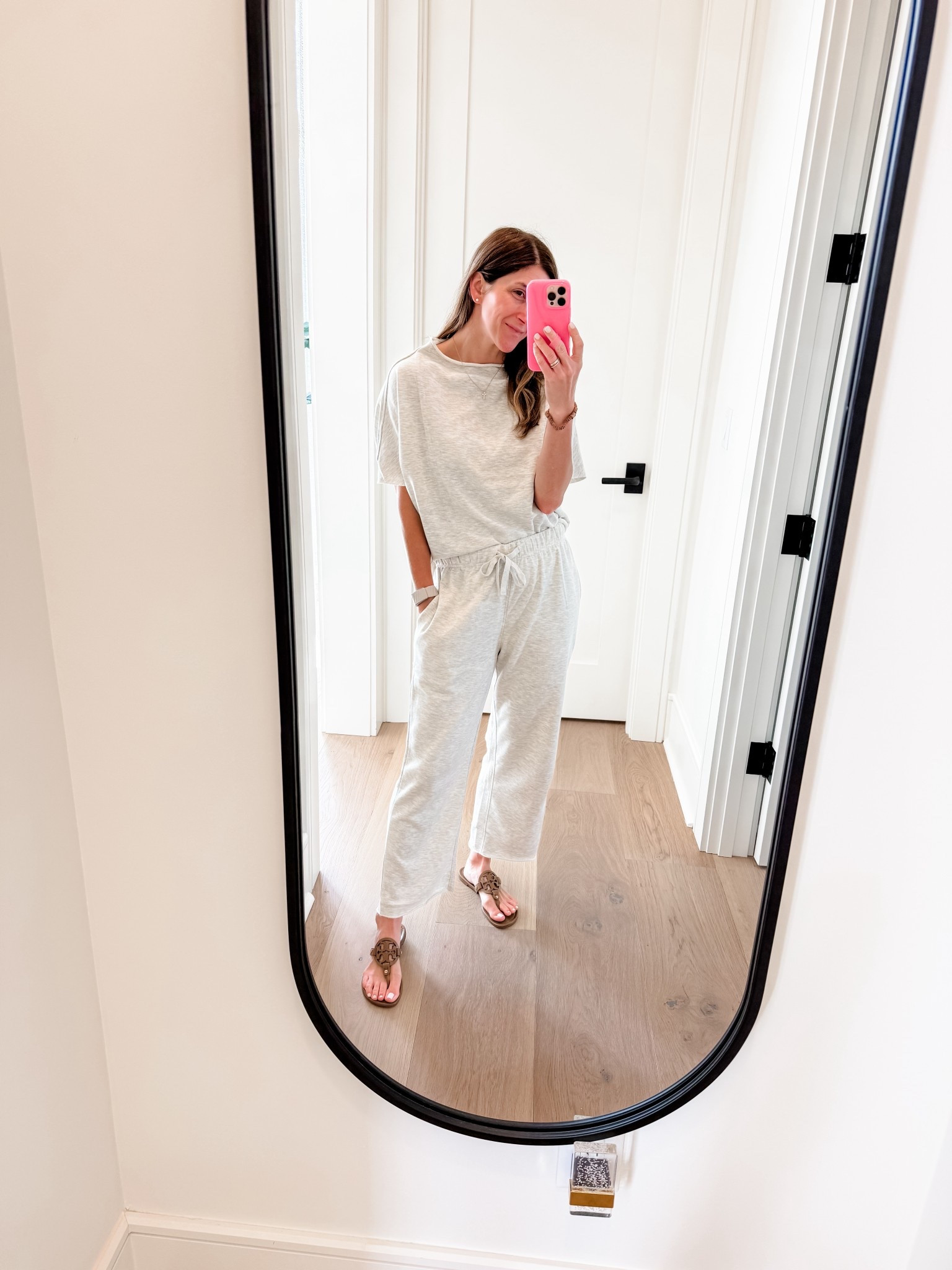 Shop this cozy Amazon set. Perfect for casual mornings or traveling. 15% off. Wearing a small-oversized fit. Color: light gray. 

Set | comfy | cozy | sweats | sweatpants | tee | lounge | loungewear | travel | two piece set | mom life 

#LTKTravel #LTKmomlife #LTKSaleAlert