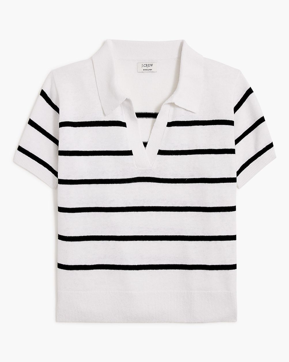 Striped linen-blend short-sleeve polo sweater | J.Crew Factory