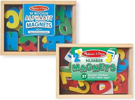 Melissa & Doug Deluxe Magnetic Letters and Numbers Set With 89 Wooden Magnets | Amazon (US)