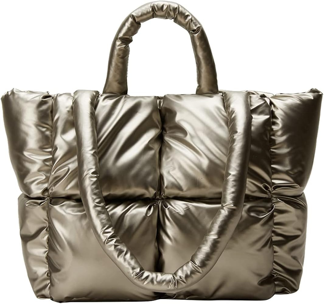 Puffer Tote Bag for Women Quilted Puffy Handbag Light Winter Down Cotton Padded #LTKitbag | Amazon (US)