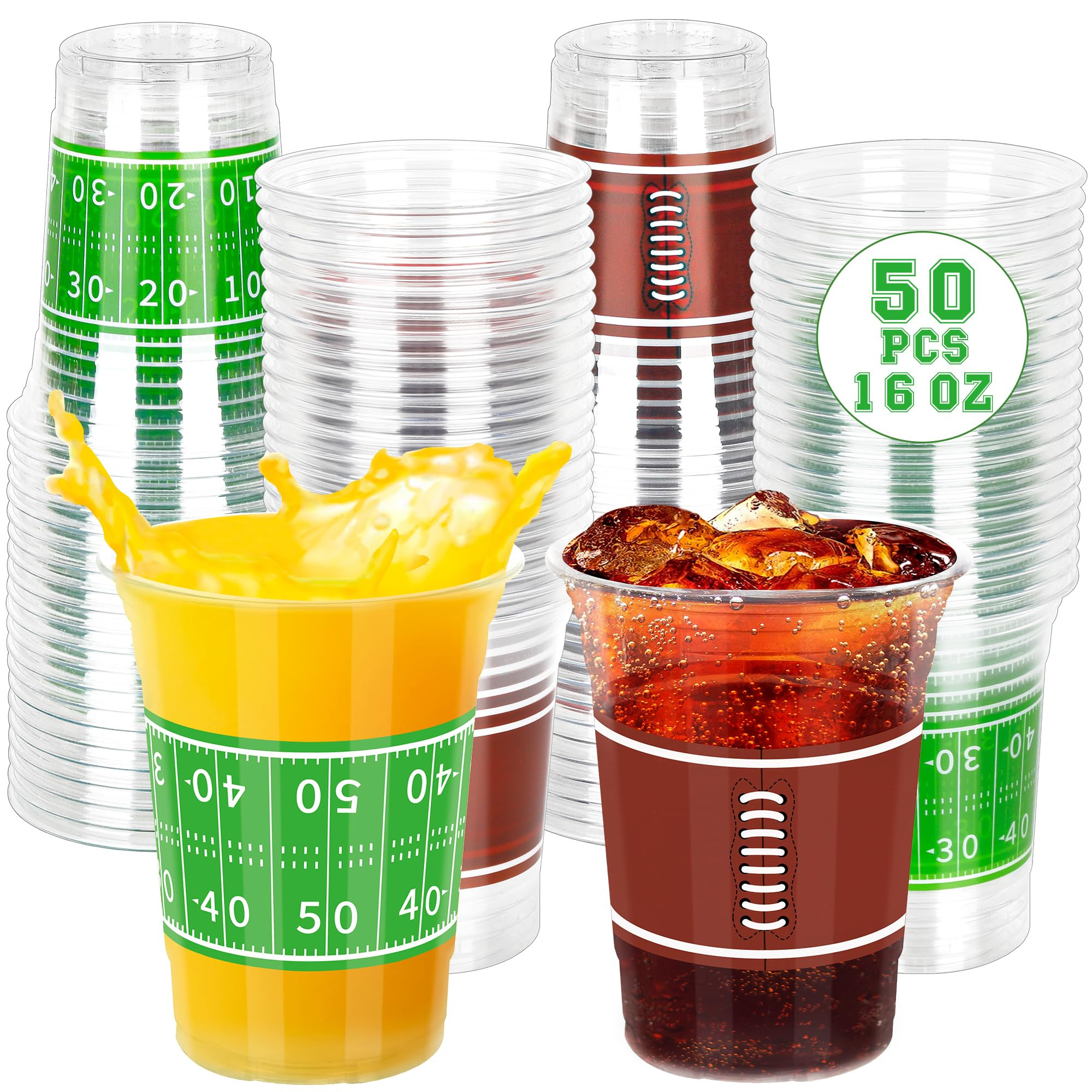 50 PCS Football Cups, 16 OZ Football Party Cups, Thickened Football Plastic Cups, Disposable Clea... | Amazon (US)