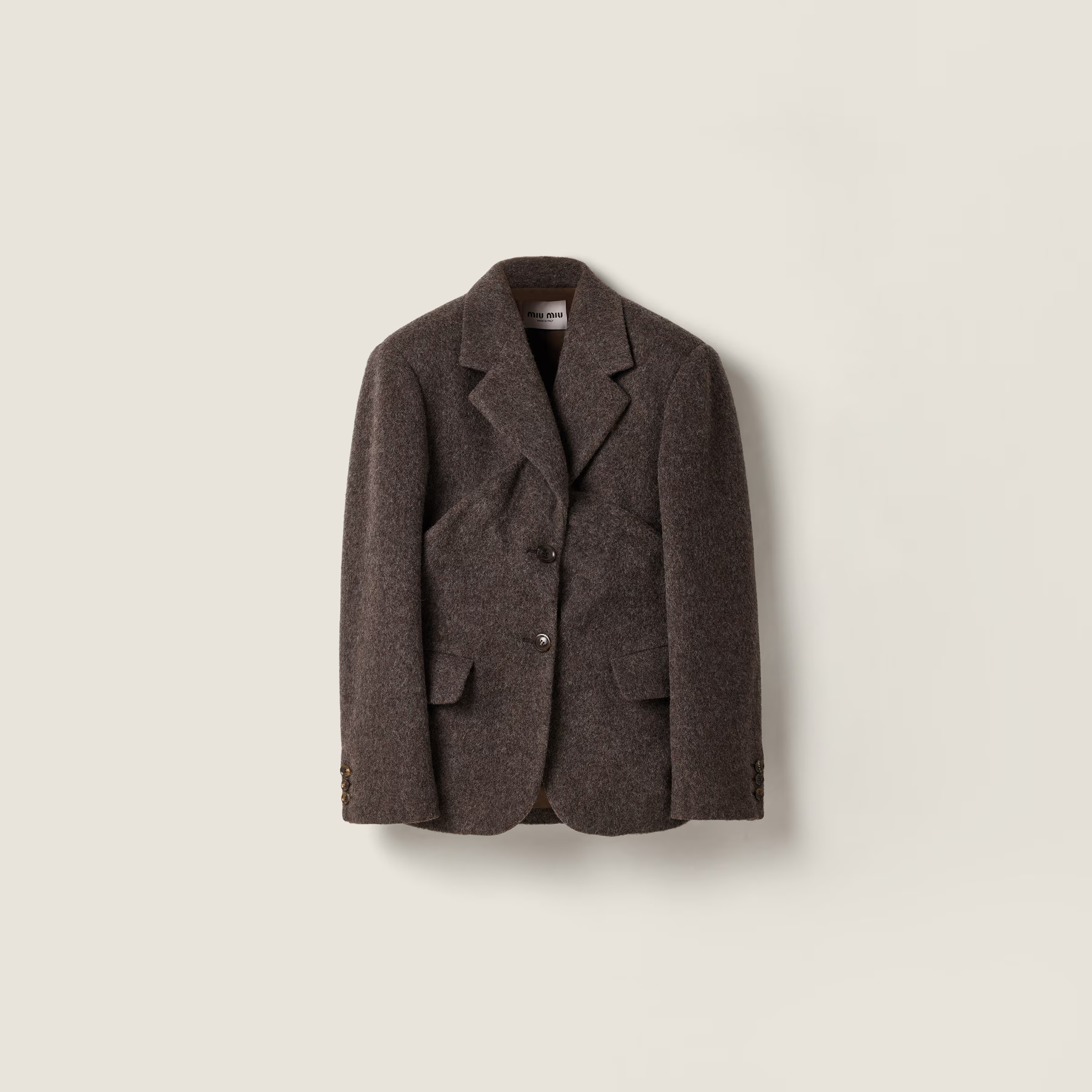Ebony Single-breasted Light Shetland Wool Jacket | Miu Miu | Miu Miu INT