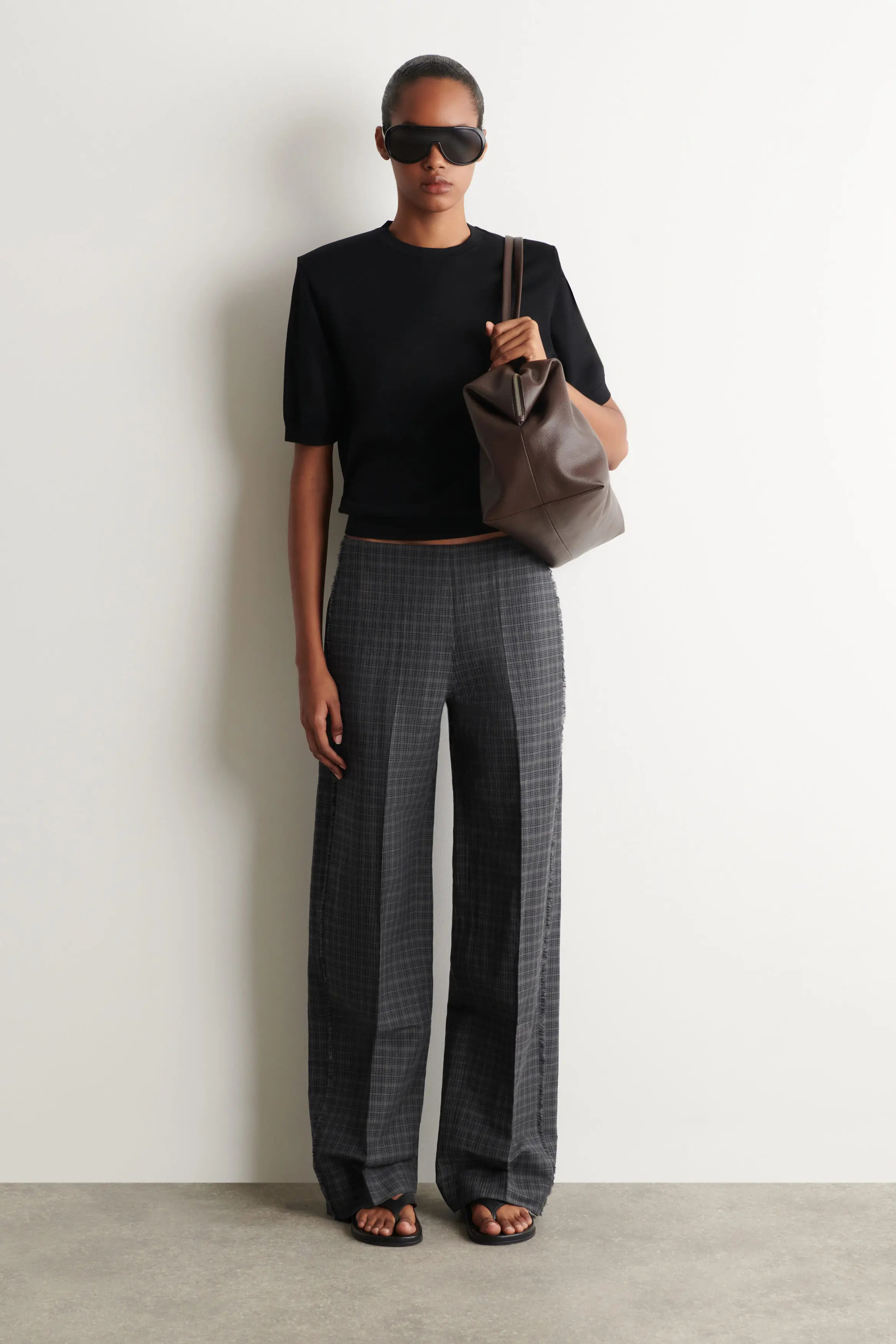 COS Fringed Checked Linen-cotton Pants (Women) | Nordstrom | Nordstrom