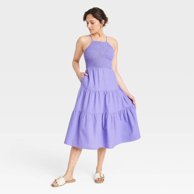 Women's Sleeveless Smocked Linen Dress - Universal Thread™ | Target