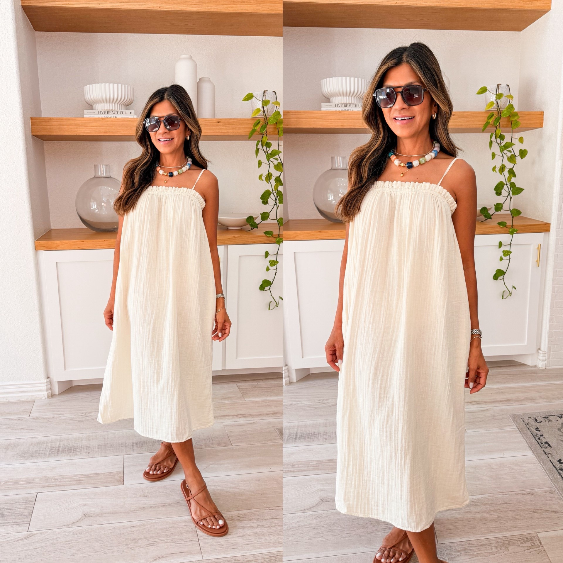 I’m 5’2” 118#ish for reference 
Dress in size XS(loose fit), 100% cotton, bit see thorough(wear neutral underwear).
Sandals tts.
Linking other Walmart new arrivals
Summer outfits, over 50 style, midlife fashion, petite fashion,midlife women, affordable fashion, fashion over40

#LTKOver40 #LTKmomlife #LTKPetite