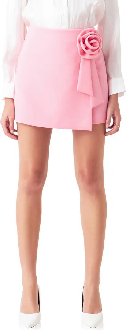 Rosette Faux Wrap Miniskirt | Nordstrom