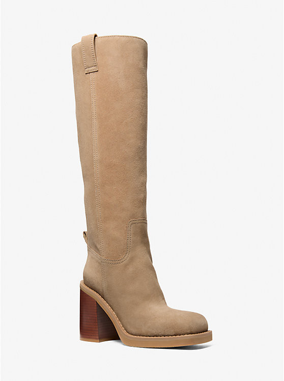 Houston Suede Block Heel Boot | Michael Kors US
