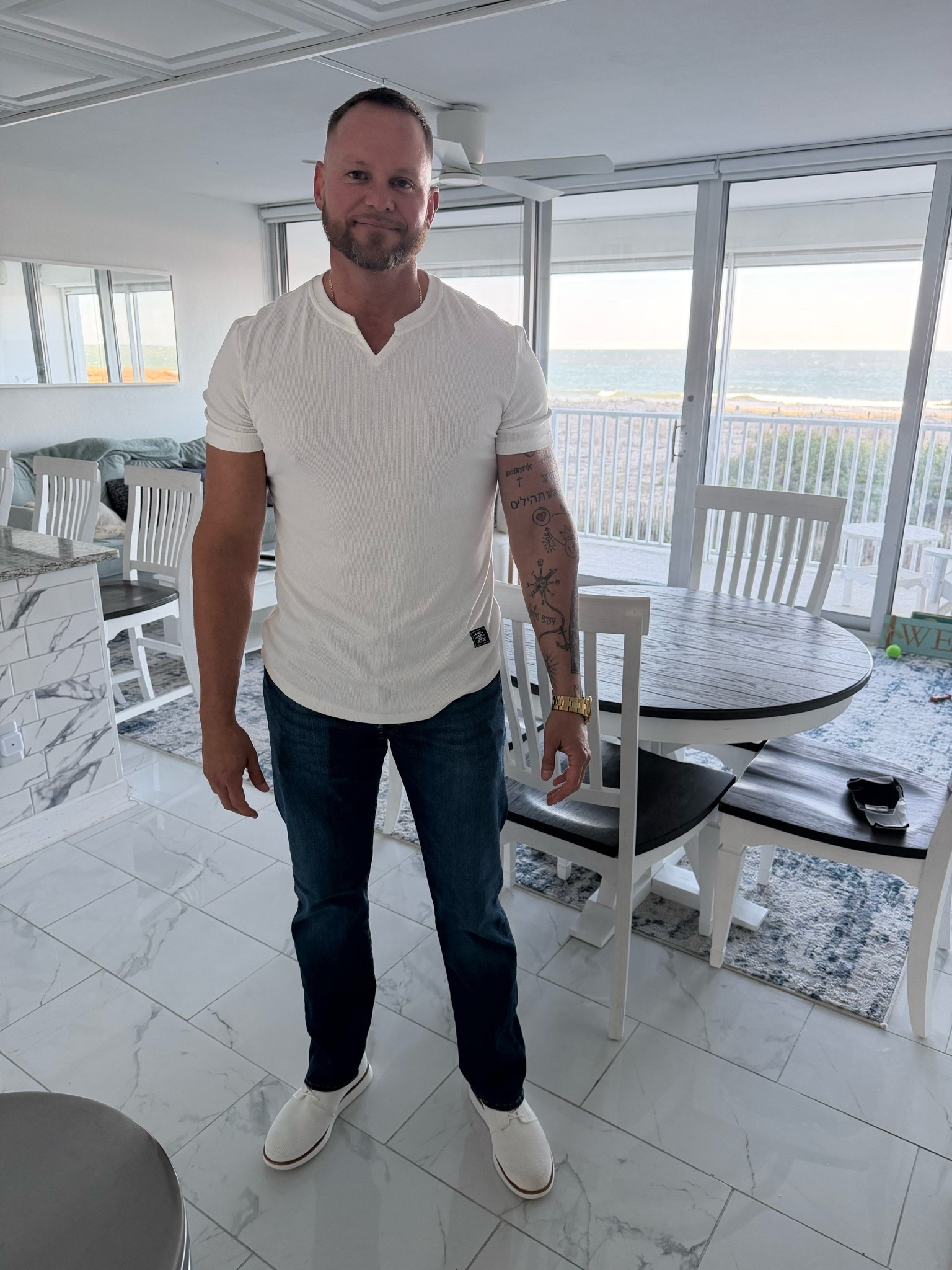 Mark is 6’2 and in size large tee and jeans are tts

#LTKdayinmylife #LTKMens #LTKSeasonal