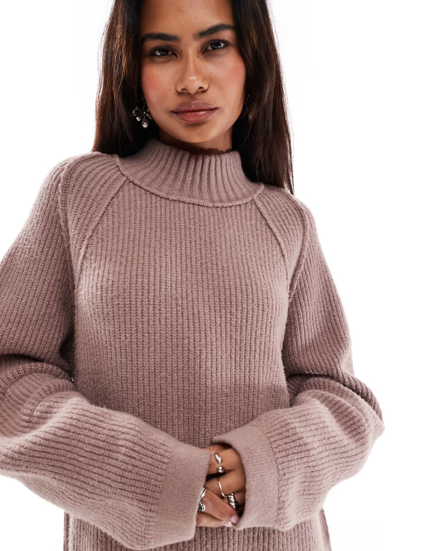 Free People high neck oversized soft jumper in antler brown | ASOS (Global)