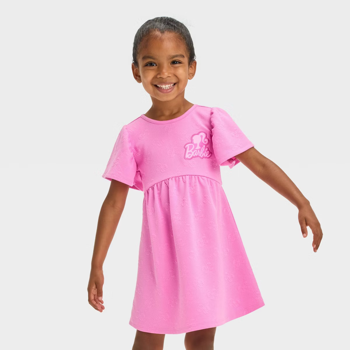 Toddler Girls' Barbie Jacquard Knit Dress - Pink | Target