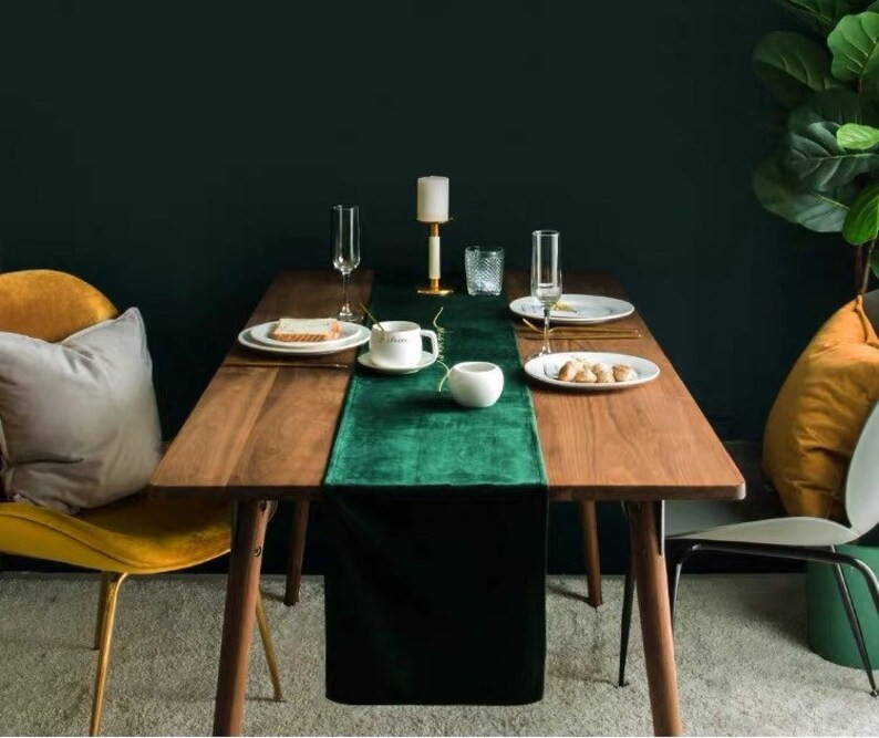 Custom Christmas Table Runner Christmas Decor Green Velvet - Etsy | Etsy (US)