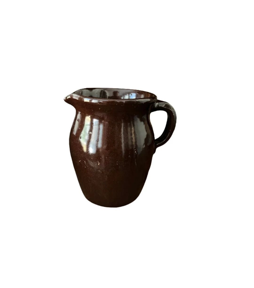 Antique Brown Glazed Stoneware Pitcher - Etsy | Etsy (US)