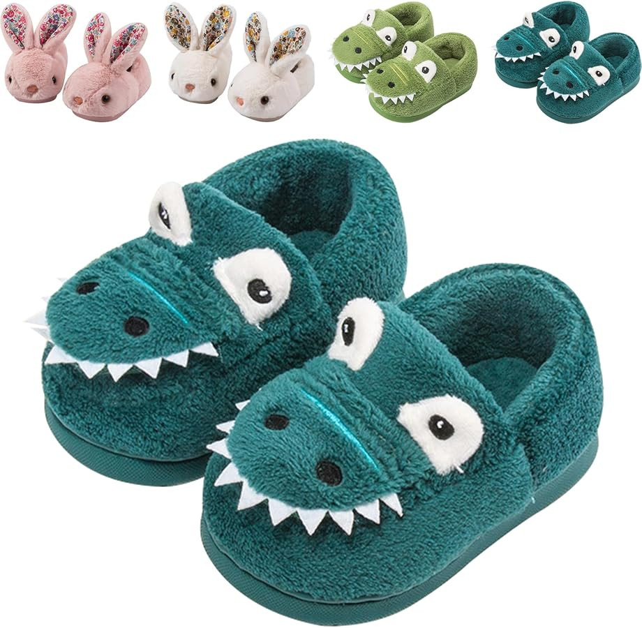 Kids Toddler Slippers Boys Girls Dinosaur Bunny House Shoes Non Slip Warm Soft Winter Fuzzy Indoo... | Amazon (US)