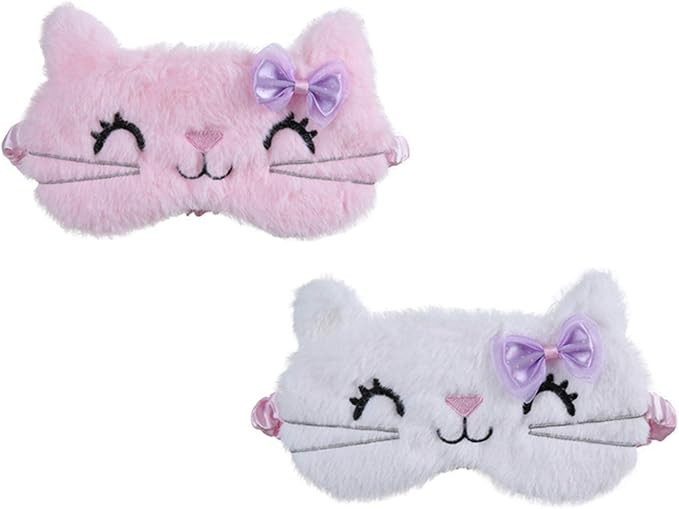 DAZAIGE 2 Pieces Soft Plush Sleeping Masks Lovely Cartoon Cat Kitty Eye Blindfold Sleep Mask Eye ... | Amazon (US)