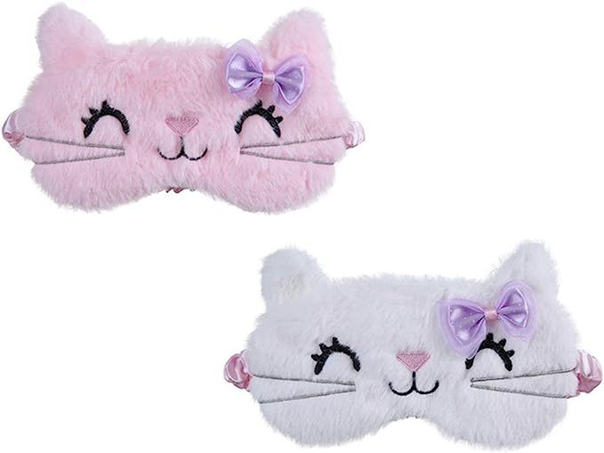 DAZAIGE 2 Pieces Soft Plush Sleeping Masks Lovely Cartoon Cat Kitty Eye Blindfold Sleep Mask Eye ... | Amazon (US)