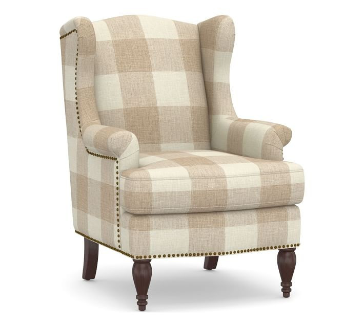 Delancey Petite Upholstered Wingback Armchair | Pottery Barn (US)