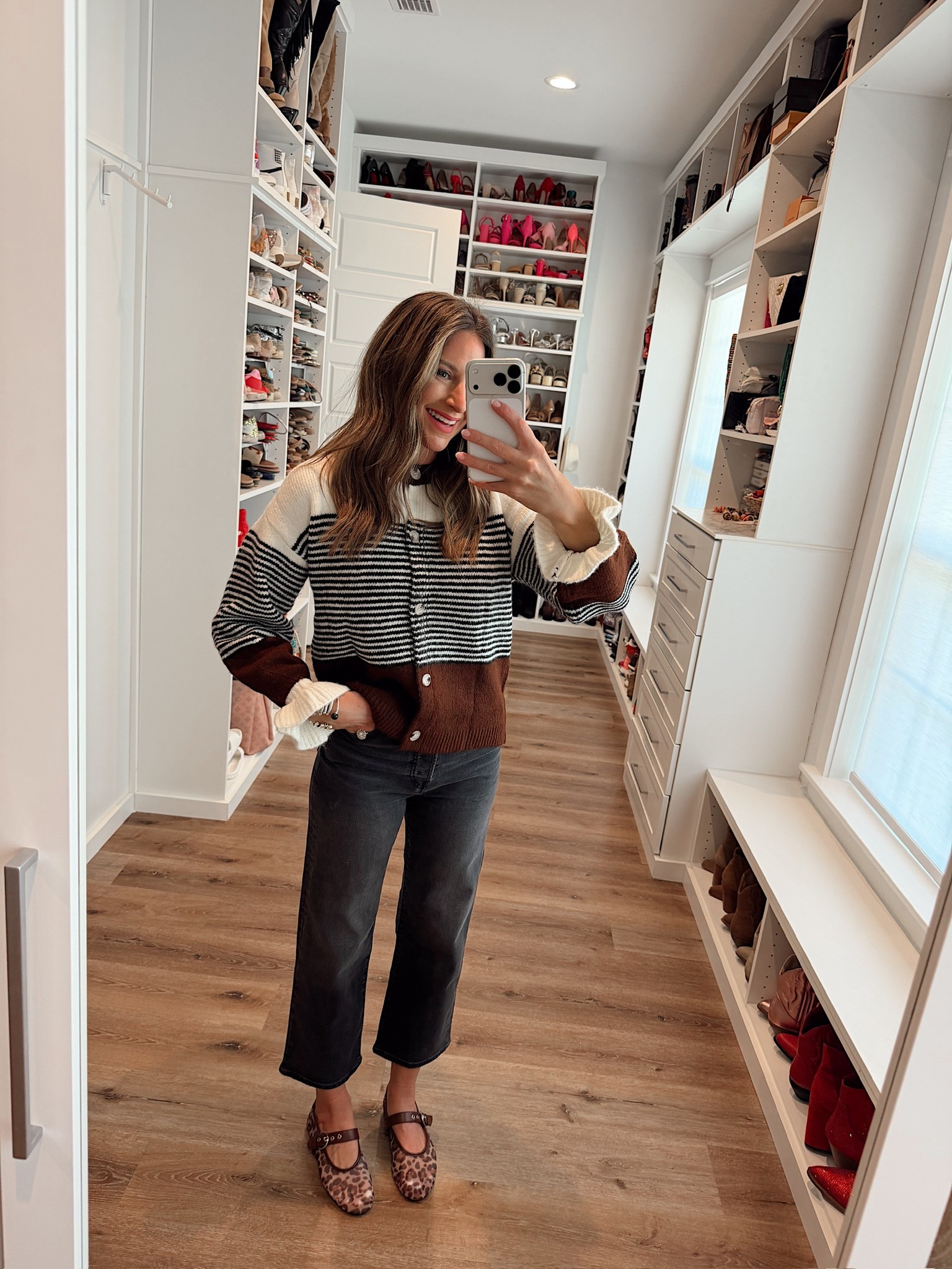 In a small top, size 26 jeans, flats and accessories - fits tts.

#LTKootd #LTKgrwm #LTKSeasonal