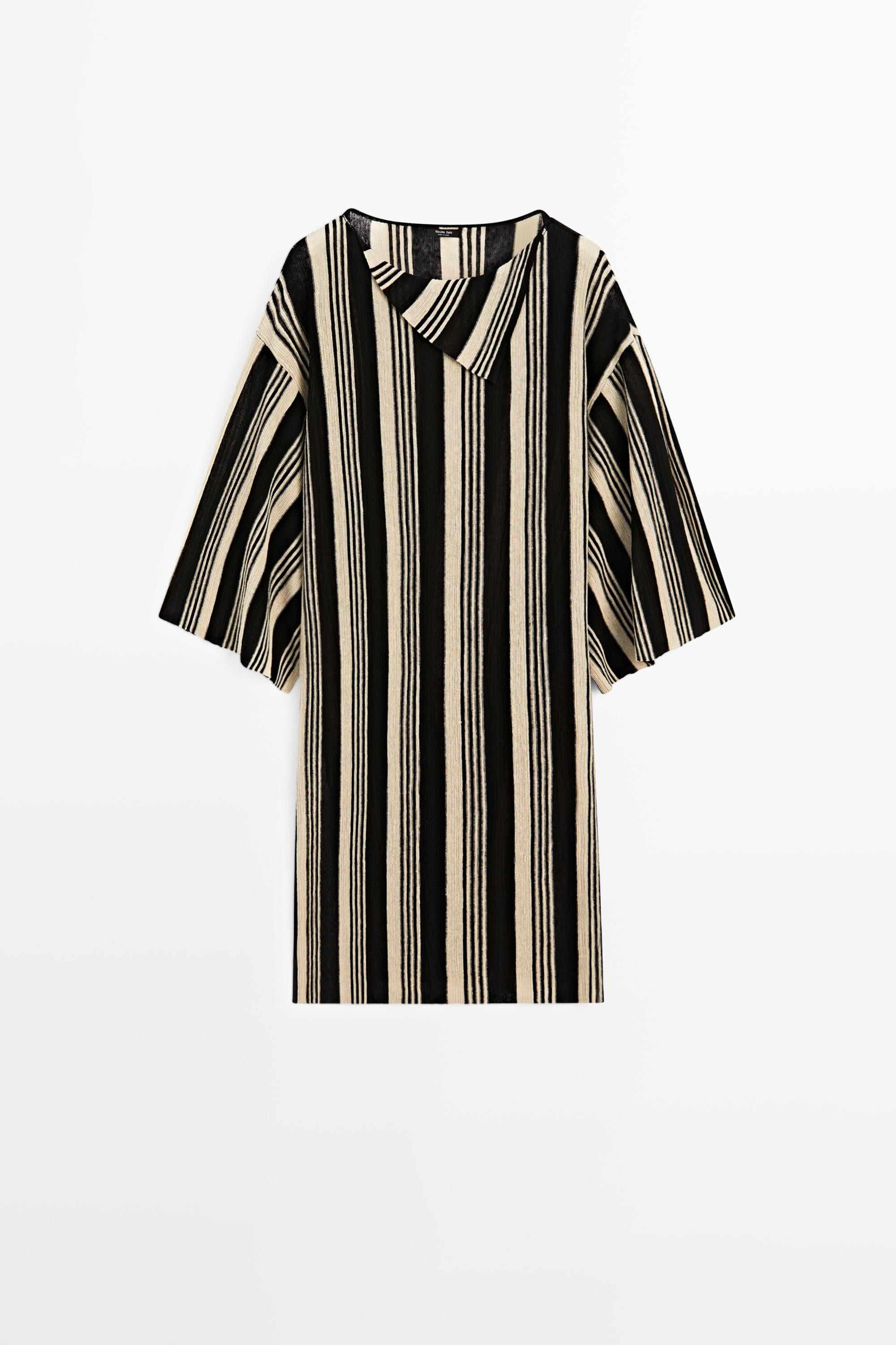 Striped knit kaftan sweater | Massimo Dutti US