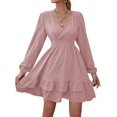 Casual Plain V Neck A Line Dusty Pink (Women's Dresses) | Walmart (US)