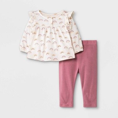 Grayson Mini Baby Girls' 2pc Rainbow Rib Top & Leggings Set | Target