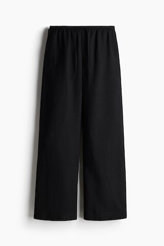 H & M - Straight linen-blend trousers - Black | H&M (US + CA)