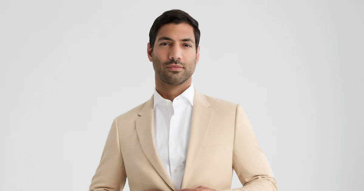 Men’s Linen-Look Sand Suit Jacket | Sand Blazer for Men | SuitShop | SuitShop
