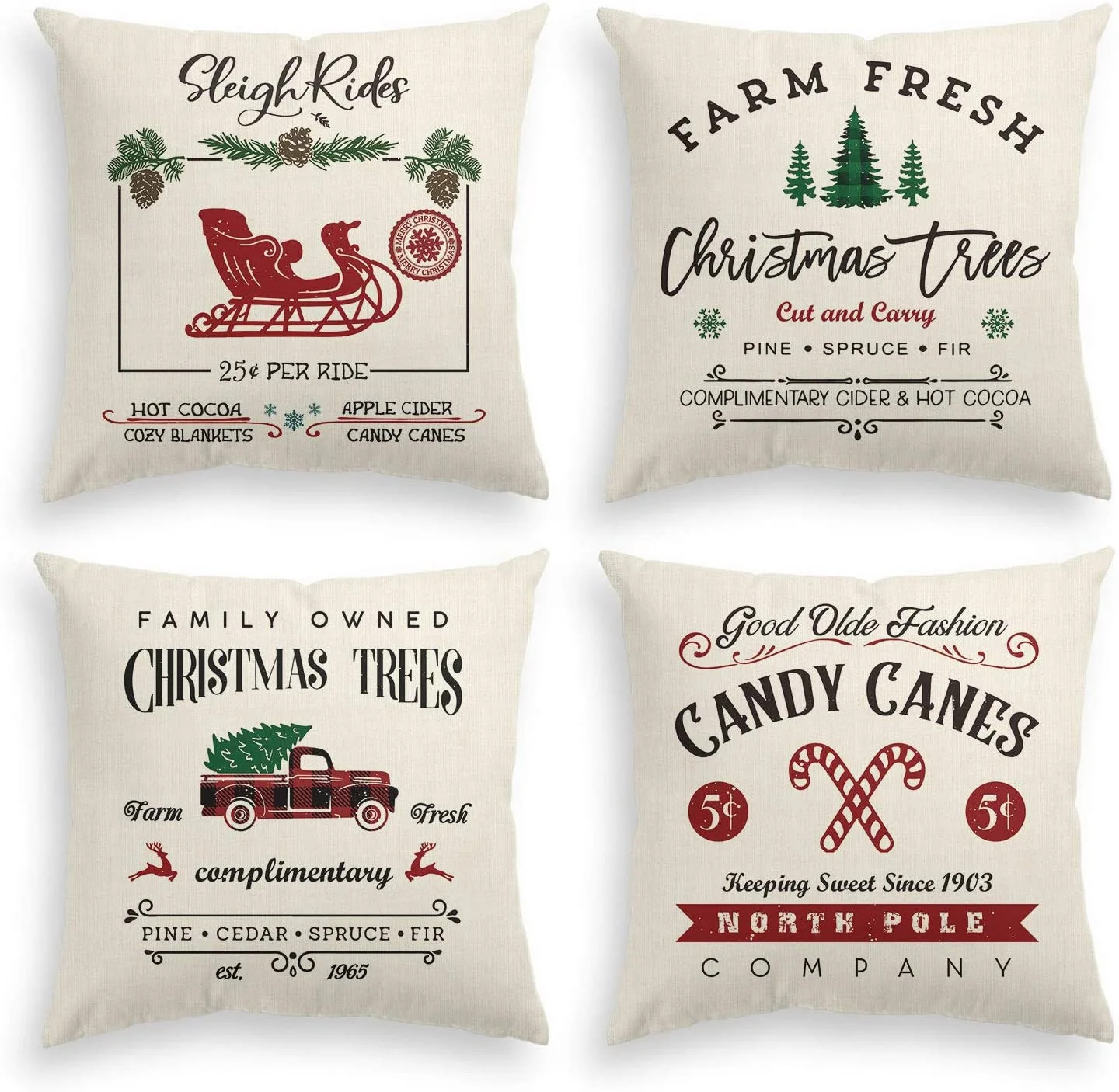 Longrv 18" x 18" Christmas, Party Linen Decorative Pillow Cover , ( 4 Count) - Walmart.com | Walmart (US)