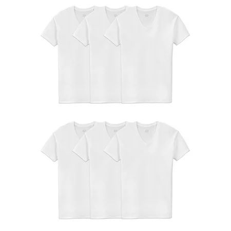 Fruit of the Loom Men s Short Sleeve White V-Neck Undershirts 6 Pack | Walmart (US)