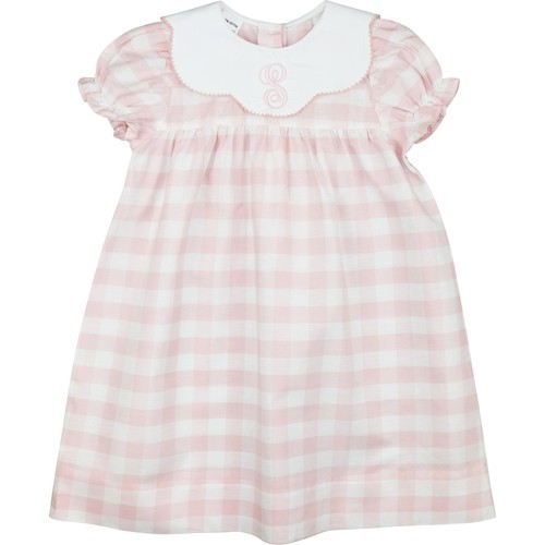 Pink Buffalo Check Scalloped Round Collar Dress | Cecil and Lou